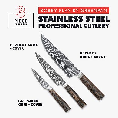 Bobby Flay by GreenPan Stainless Steel 3-Piece Knife Set