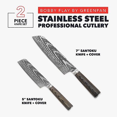 Bobby Flay by GreenPan Stainless Steel 2-piece Santoku Knife Set