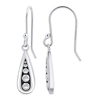 Aleure Precioso Sterling Silver Teardrop Beaded Fishhook Earrings