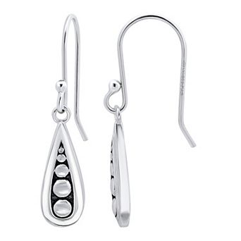Aleure Precioso Sterling Silver Teardrop Beaded Fishhook Earrings