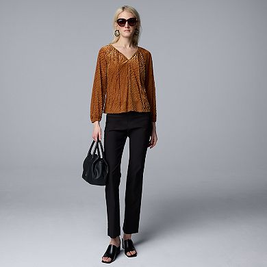Women's Simply Vera Vera Wang Tie Front Shirred Blouse