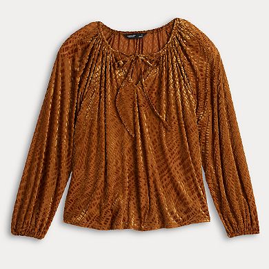 Women's Simply Vera Vera Wang Tie Front Shirred Blouse