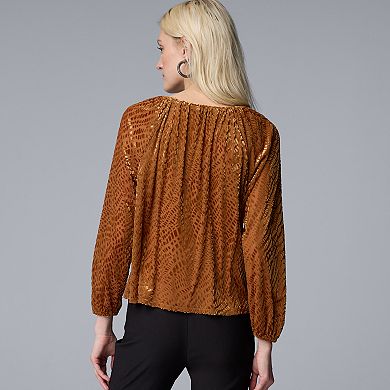 Women's Simply Vera Vera Wang Tie Front Shirred Blouse
