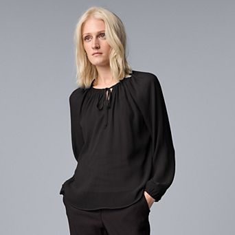 Women's Simply Vera Vera Wang Tie Front Shirred Blouse