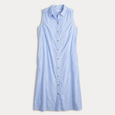 Women's Croft & Barrow Sleeveless Collared Midi Shirt Dress