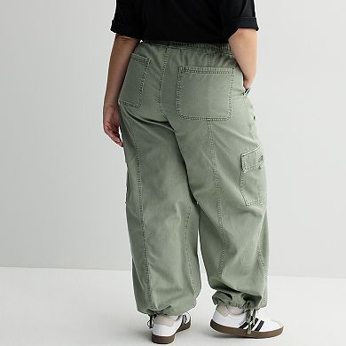 Juniors' Plus Size SO® High-Rise Pull-On Cargo Baggy Pants