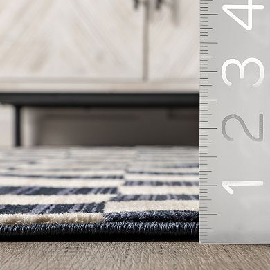 nuLOOM Dominique Abstract Checkered Fringe Area Rug