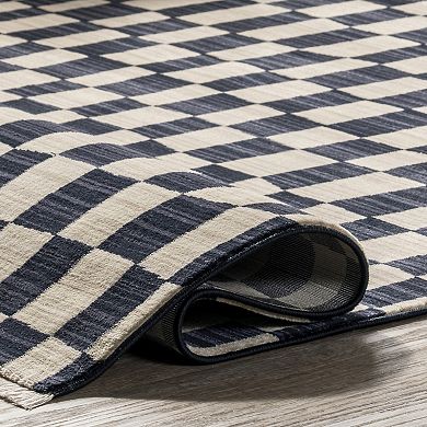 nuLOOM Dominique Abstract Checkered Fringe Area Rug