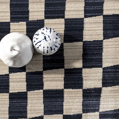 nuLOOM Dominique Abstract Checkered Fringe Area Rug