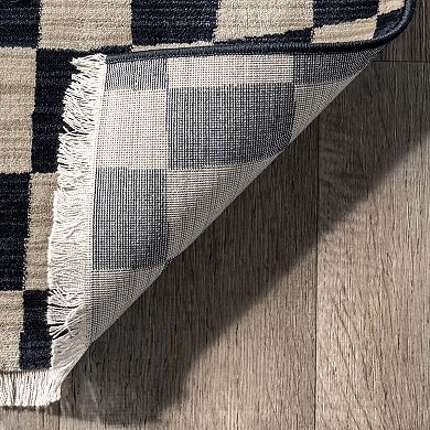 nuLOOM Dominique Abstract Checkered Fringe Area Rug