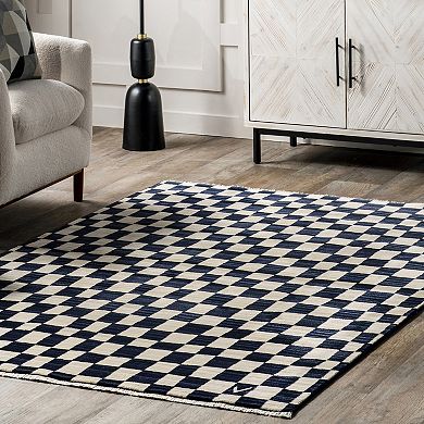 nuLOOM Dominique Abstract Checkered Fringe Area Rug