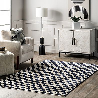 nuLOOM Dominique Abstract Checkered Fringe Area Rug