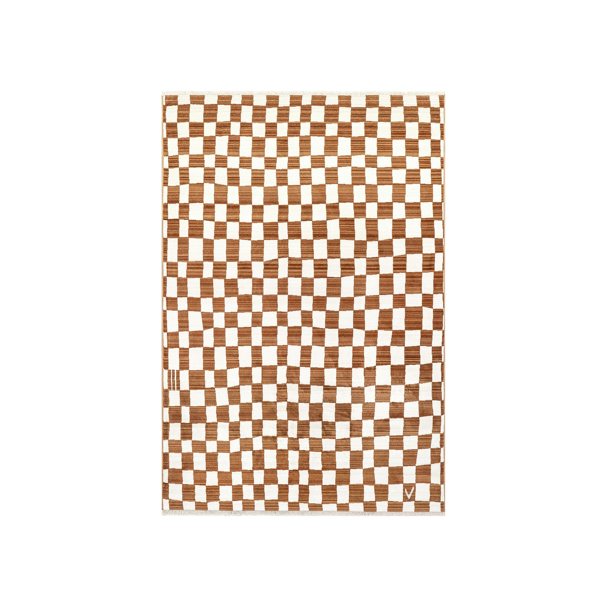 nuLOOM Dominique Abstract Checkered Fringe Area Rug, Orange
