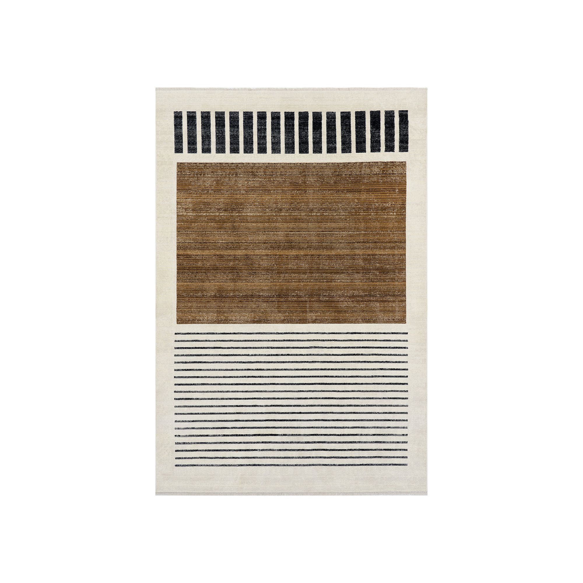 nuLOOM Keeva Modern Striped Fringe Area Rug, Beige