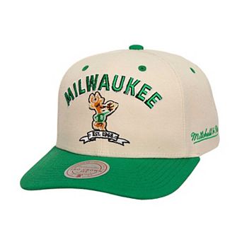 Men's Mitchell & Ness Cream/Green Milwaukee Bucks 2x NBA Champions Soul Legacy Defined Snapback Hat