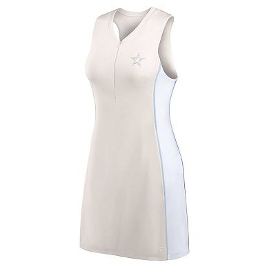 Women's Fanatics Cream Dallas Cowboys Studio Boost Athletic Half-Zip Dress