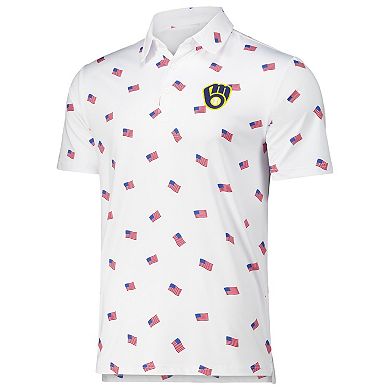 Men's Antigua White Milwaukee Brewers Americana Polo