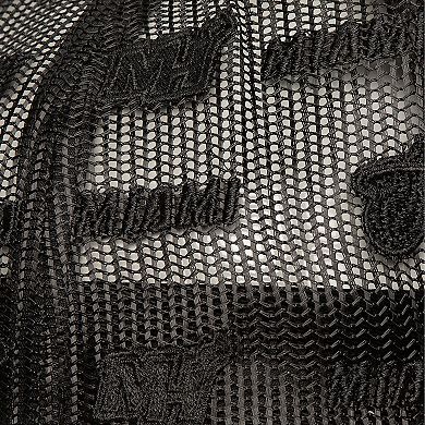 Men's Mitchell & Ness Black Miami Heat Monogram Allover Logo Mesh Trucker Adjustable Hat