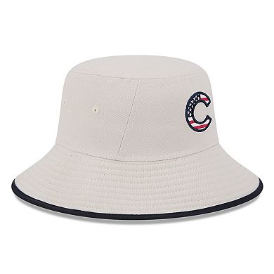 Men's New Era Khaki Chicago Cubs 2024 Fourth of July Bucket Hat