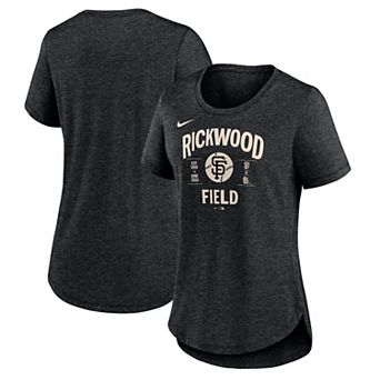 Women's Nike Heather Black San Francisco Giants 2024 Rickwood Classic Tribute Tri-Blend Scoop Neck T-Shirt