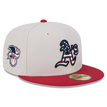 Men's New Era Khaki/Red Oakland Athletics 2024 Fourth of July 59FIFTY Fitted Hat