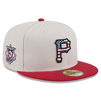 Men's New Era Khaki/Red Pittsburgh Pirates 2024 Fourth of July 59FIFTY Fitted Hat