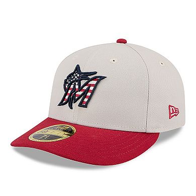 Men's New Era Khaki/Red Miami Marlins 2024 Fourth of July Low Profile 59FIFTY Fitted Hat