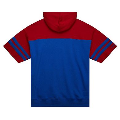 Men's Mitchell & Ness Royal Buffalo Bills Off Field Vintage Logo Short Sleeve Pullover Hoodie