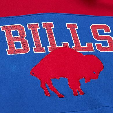 Men's Mitchell & Ness Royal Buffalo Bills Off Field Vintage Logo Short Sleeve Pullover Hoodie