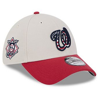 Men's New Era Khaki/Red Washington Nationals 2024 Fourth of July 39THIRTY Flex Hat
