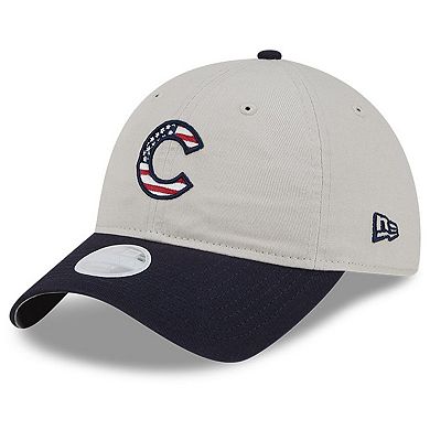 Women's New Era Khaki/Black Chicago Cubs 2024 Fourth of July 9TWENTY Adjustable Hat