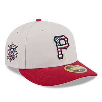 Men's New Era Khaki/Red Pittsburgh Pirates 2024 Fourth of July Low Profile 59FIFTY Fitted Hat