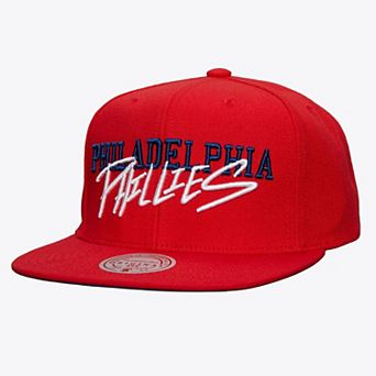 Men's Mitchell & Ness Red Philadelphia Phillies Team Tagged Snapback Hat