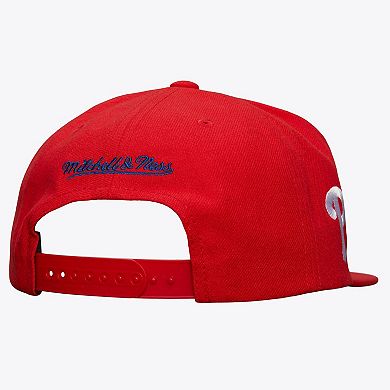 Men's Mitchell & Ness Red Philadelphia Phillies Team Tagged Snapback Hat