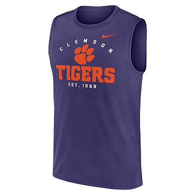 Men's Nike Purple Clemson Tigers Primetime Legend Lock Up Performance Muscle Tank Top