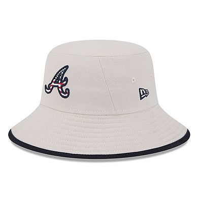 Men's New Era Khaki Atlanta Braves 2024 Fourth of July Bucket Hat