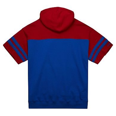 Men's Mitchell & Ness Royal New York Giants Off Field Vintage Logo Short Sleeve Pullover Hoodie