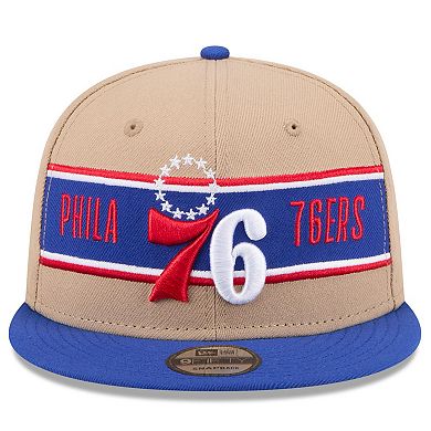 Men's New Era Tan/Royal Philadelphia 76ers 2024 NBA Draft 9FIFTY Snapback Hat
