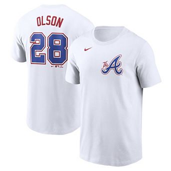 Men's Nike Matt OlsonÂ White Atlanta Braves City Connect Fuse Name & Number T-Shirt