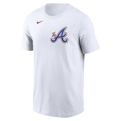 Men's Nike Matt OlsonÂ White Atlanta Braves City Connect Fuse Name & Number T-Shirt