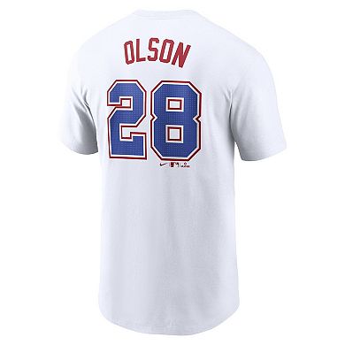 Men's Nike Matt OlsonÂ White Atlanta Braves City Connect Fuse Name & Number T-Shirt