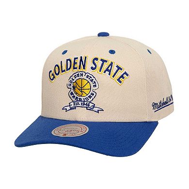 Men's Mitchell & Ness Cream/Royal Golden State Warriors 7x NBA Champions Soul Legacy Defined Snapback Hat