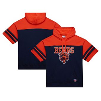Men's Mitchell & Ness Navy Chicago Bears Off Field Vintage Logo Short Sleeve Pullover Hoodie