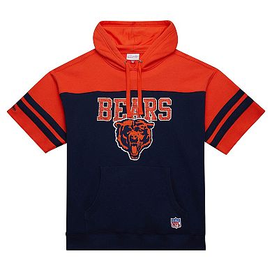 Men's Mitchell & Ness Navy Chicago Bears Off Field Vintage Logo Short Sleeve Pullover Hoodie