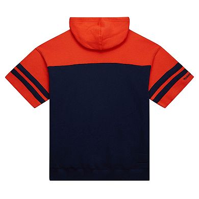 Men's Mitchell & Ness Navy Chicago Bears Off Field Vintage Logo Short Sleeve Pullover Hoodie