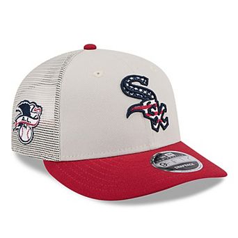 Men's New Era Khaki/Red Chicago White Sox 2024 Fourth of July Trucker Low Profile 9FIFTY Snapback Hat