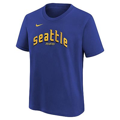 Youth Nike Julio RodrAguez Royal Seattle Mariners Fuse City Connect Name Number T Shirt