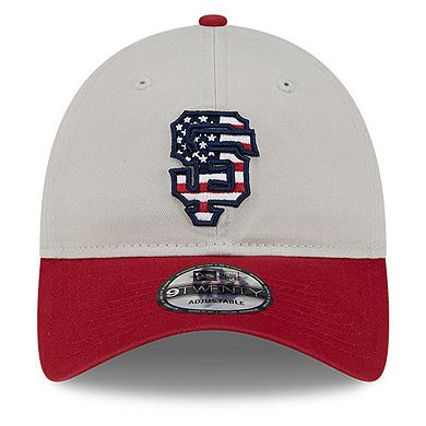 Men's New Era Khaki/Red San Francisco Giants 2024 Fourth of July 9TWENTY Adjustable Hat