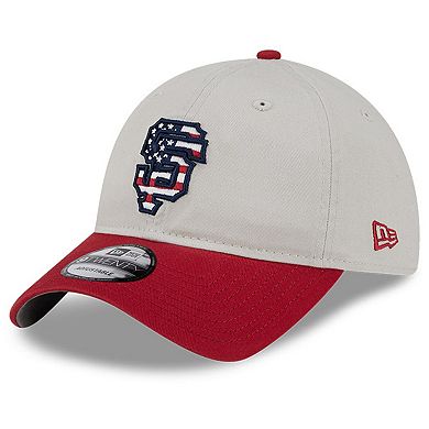 Men's New Era Khaki/Red San Francisco Giants 2024 Fourth of July 9TWENTY Adjustable Hat
