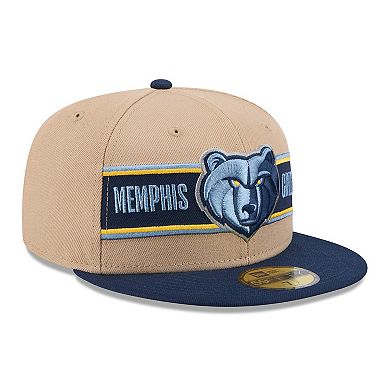 Men's New Era Tan/Navy Memphis Grizzlies 2024 NBA Draft 59FIFTY Fitted Hat